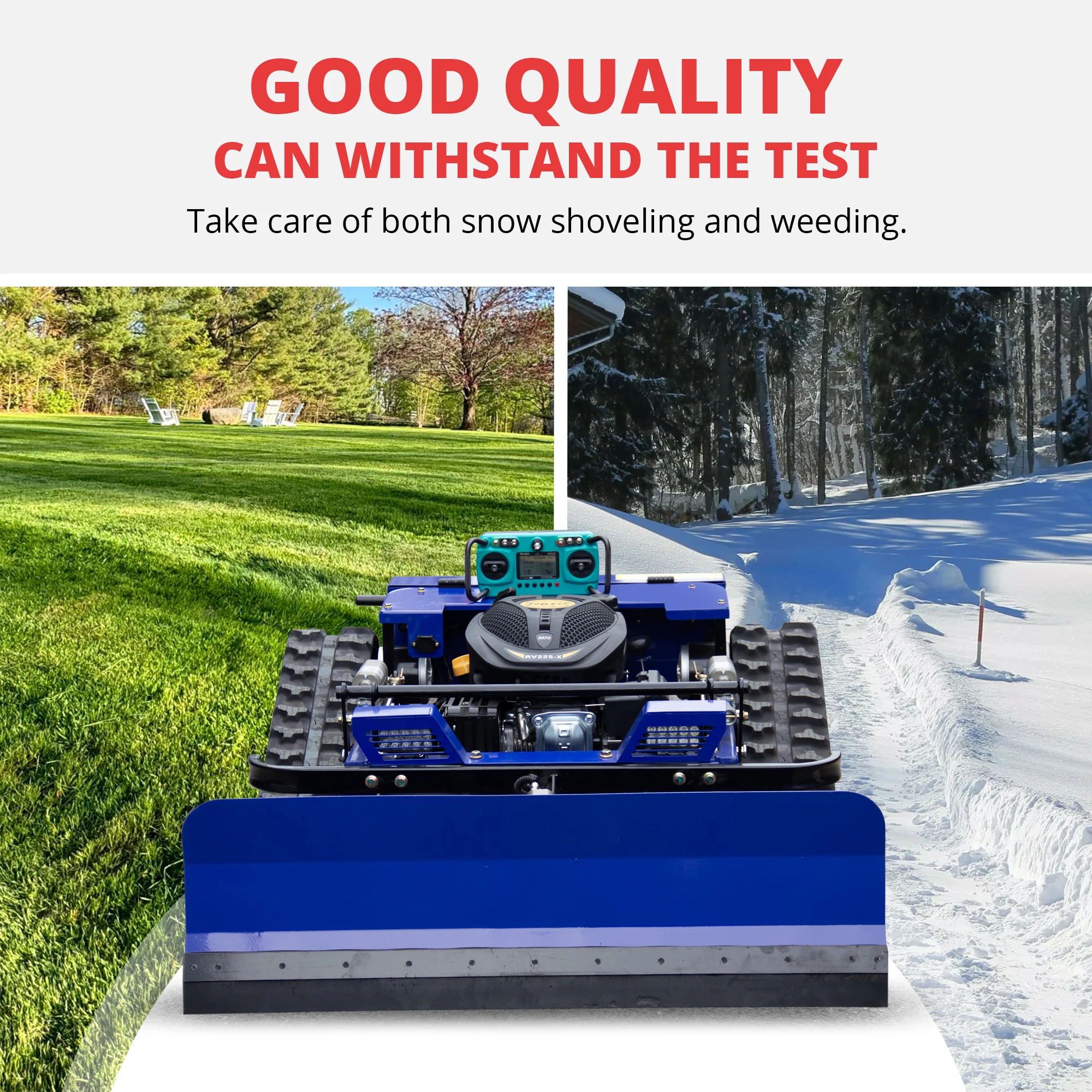 Customized RC Lawn Mower, Rechargeable Remote Control Grass Cutter with Snow Shovel, Safe and Durable, Perfect for Home Garden