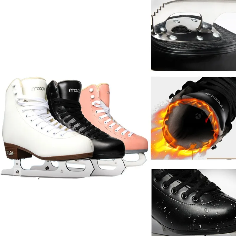 

New Professional Ice Figure Skates Shoes Thermal Warm Thicken Skating Shoe with Real Ice Blade for Beginner Kids Adults Teenager