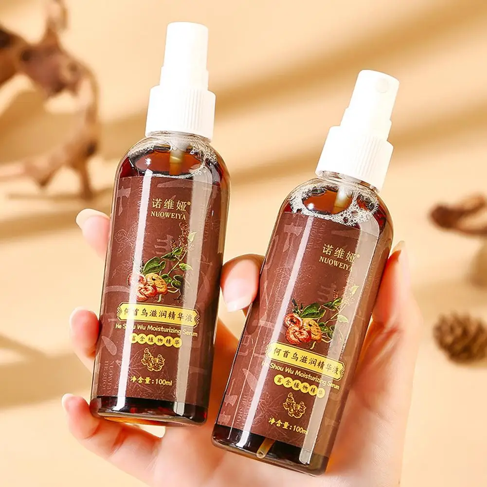 

100ml Polygonum Multiflorum White To Black Hair Serum Spray Nourish Scalp Reduce Hair Hair Antiwhite Darkening Gray Hair se S0Y8