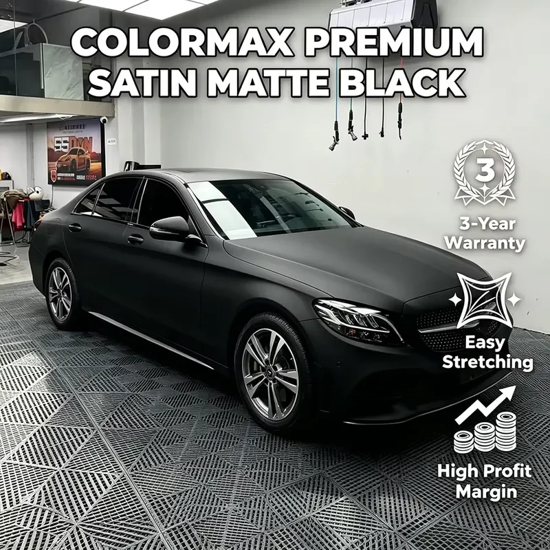 Wholesale Satin Matte Black Self Adhesive PVC Wrap Roll 1.52*17m Width Durable for Car Truck SUV Color Change Vinyl
