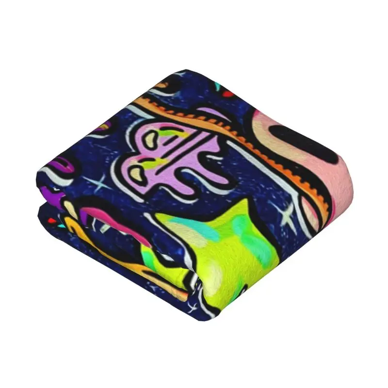 Custom Trippy Skull Magic Mushroom Blanket 3D Printed Soft Flannel Fleece Warm Spooky Ghost Swings Throw Blankets Bedspreads