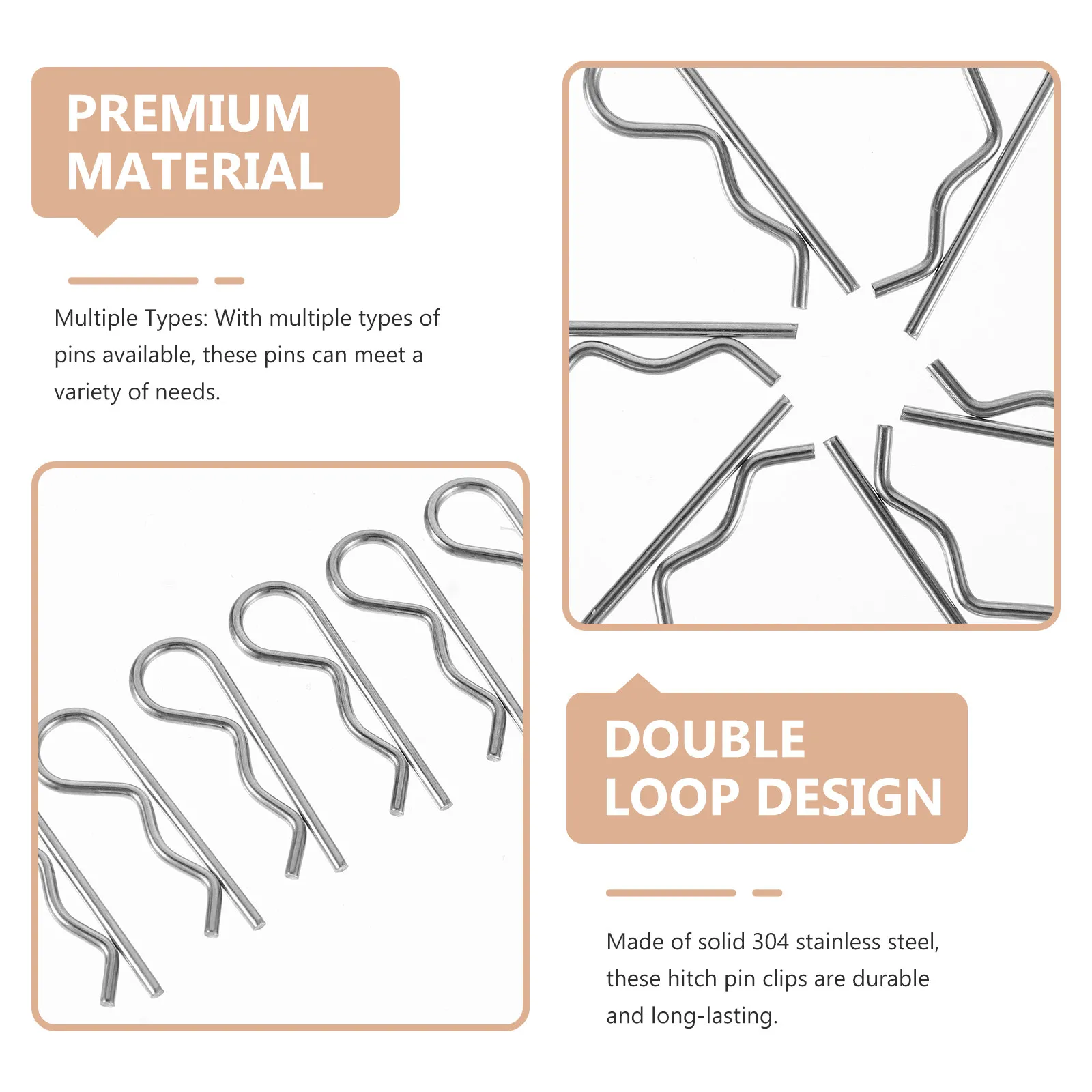 

20 шт. эластичных пружинных зажимов 1,6x32 мм из нержавеющей стали, двойные R-образные клипсы для крепления прицепов, газонокосилок, тракторов