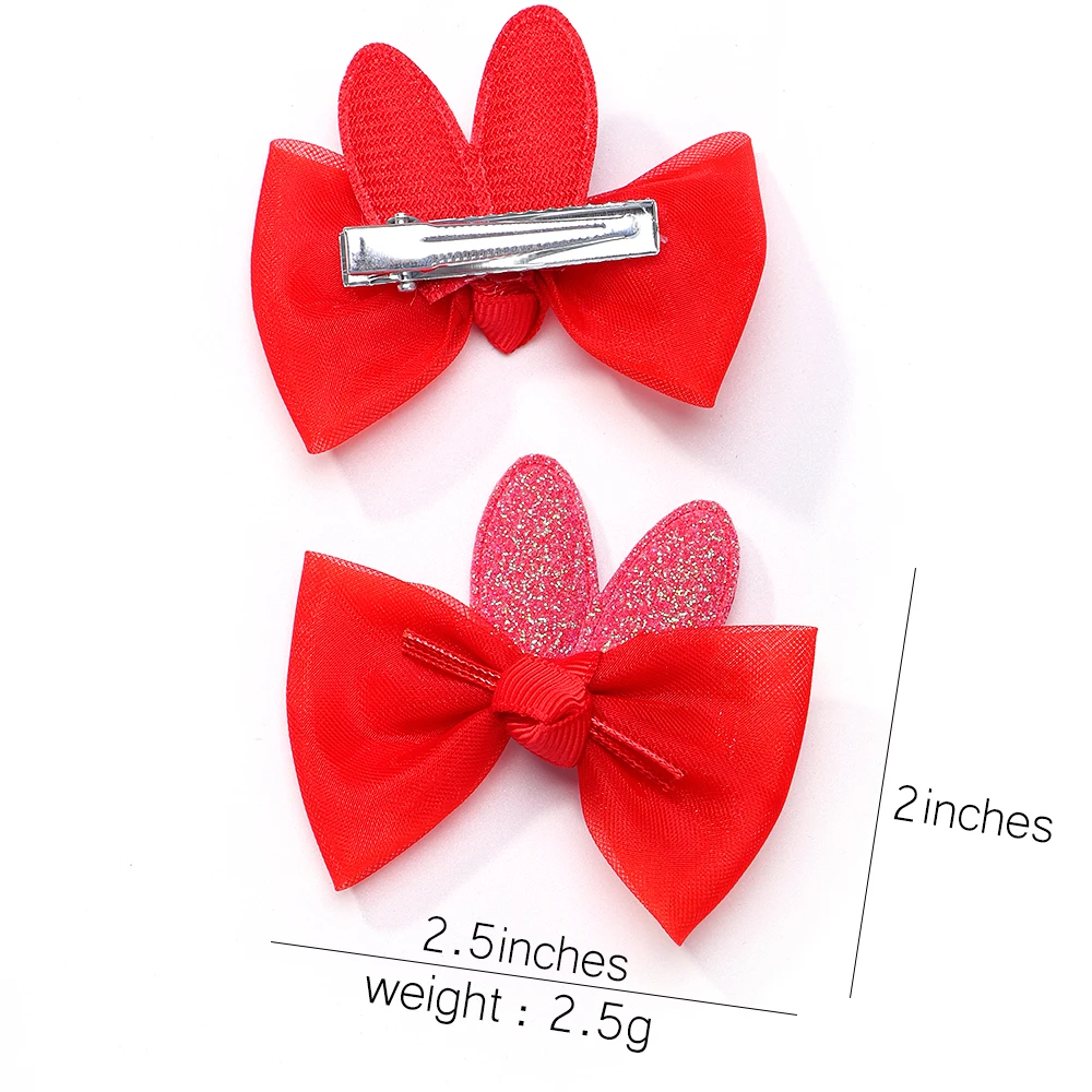 2pcs/set Cute New Girls Kids Gauze Bow Hairpin Rabbit Ears Hair Clips Princess Baby Hair Accessories Barrettes Wholesale