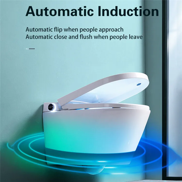 

Wall Mount Watermark Automatic Open Flush Self Cleaning Electronic Intank Intelligent Hanging Wall Hung Smart Toilet with Bidet