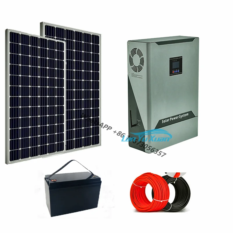 Solar Energy System 5000 Watts Hybrid Inverter Full Sets  Panels Off Grid Power  Home 5kw   Kit