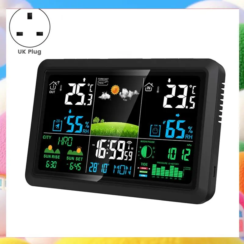

Multifunction Tuya Weather Station Air Quality Temperature Humidity Meter Moon Phase Air Pressure Weather Clock-ABUA