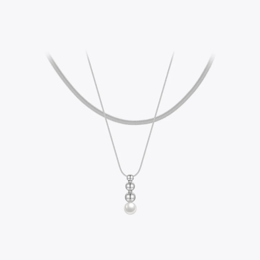 ENFASHION Para Mujer Snake Chain Pendant Pearl Necklace For Women Jewelry Necklaces 18K Plated Fashion Simple Party Gift P233395