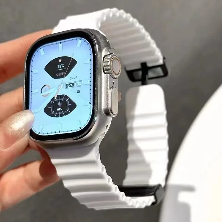 Ремешок с магнитной застежкой для Apple Watch Band Ultra 2, силиконовый браслет для iWatch Series 9 8 7 6 4 SE, 49 мм 45 мм 44 мм 40 мм 41 мм 38 42 мм