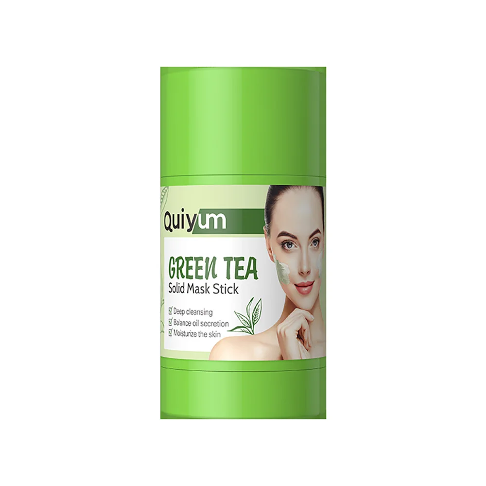 QUIYUM Green Tea Solid Clay Mask Stick 40g –Lazy Smearing Cleansing Mask Pore Tightening Blackhead Remover Oil Control Hydrating
