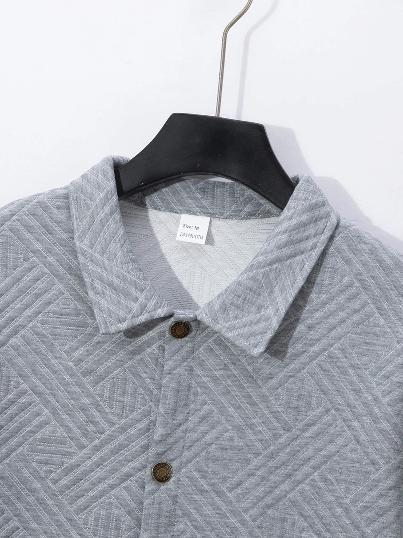 Picture 7: 2026 Men's Summer Geometric Textured 2 Piece Set Button Down Short Sleeve Shirt & Drawstring Pants
