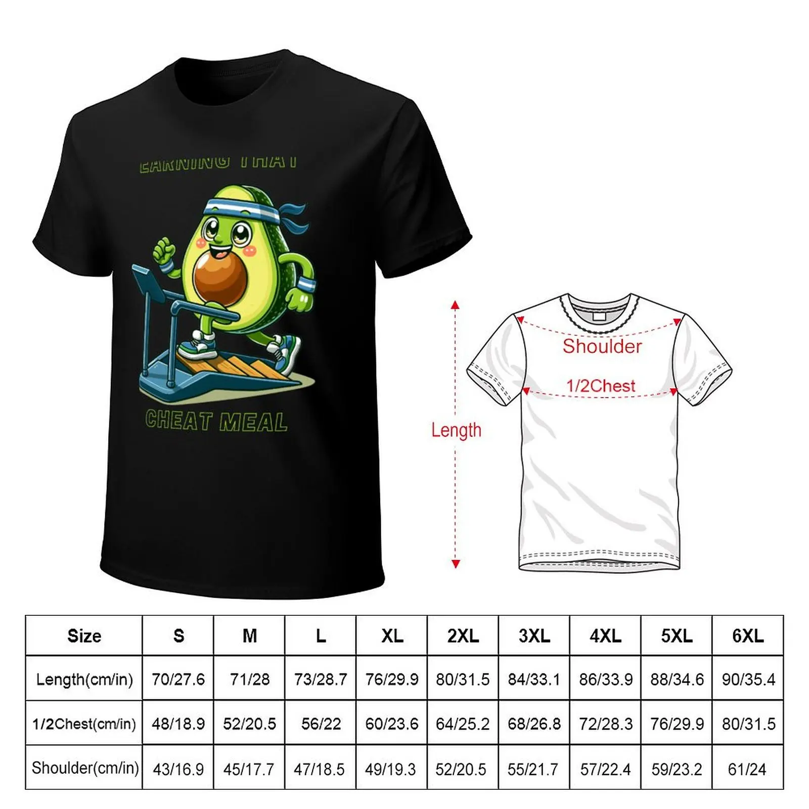 Avocado working out to earn that cheat meal T-Shirt t shirts for man cotton T-Shirt