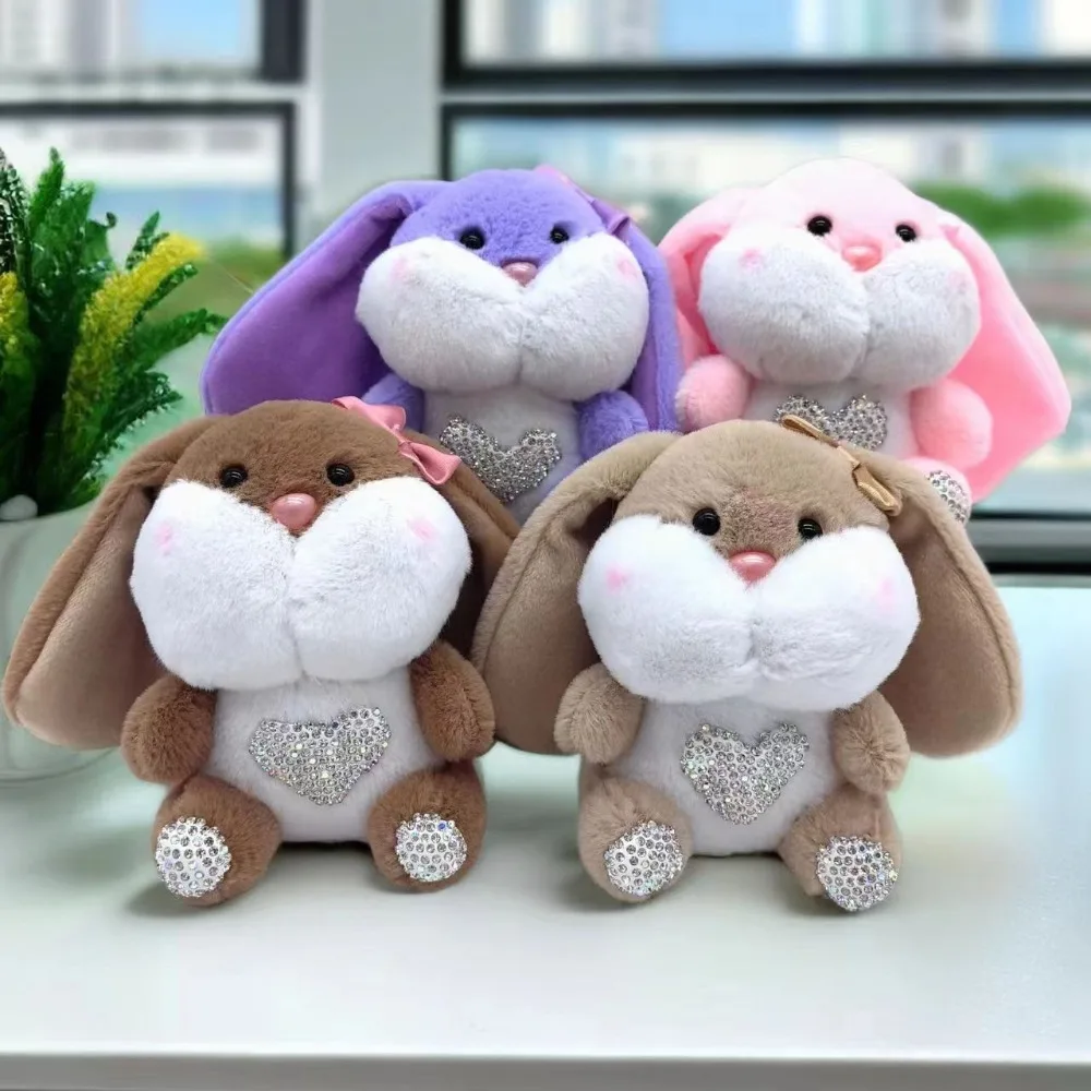 Chubby Big Eared Rabbit Plush Keyring Decoration Lovely Rabbit Plush Doll Keychain Cute Stuffed Rabbit Plush Pendant Plush Toys