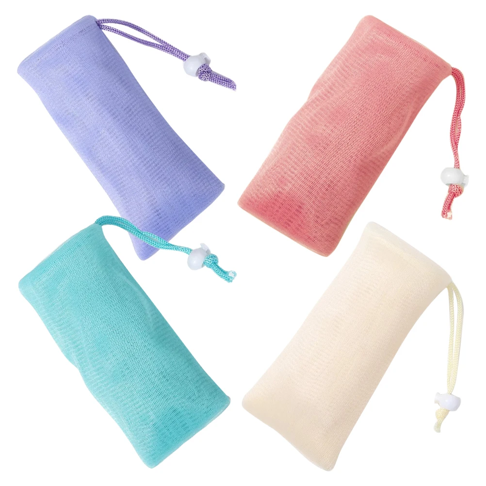 

4 Pcs Soap Foaming Bag Bubble Net Exfoliating Bath Pouch Bags Outdoor Bar Loofah Portable for
