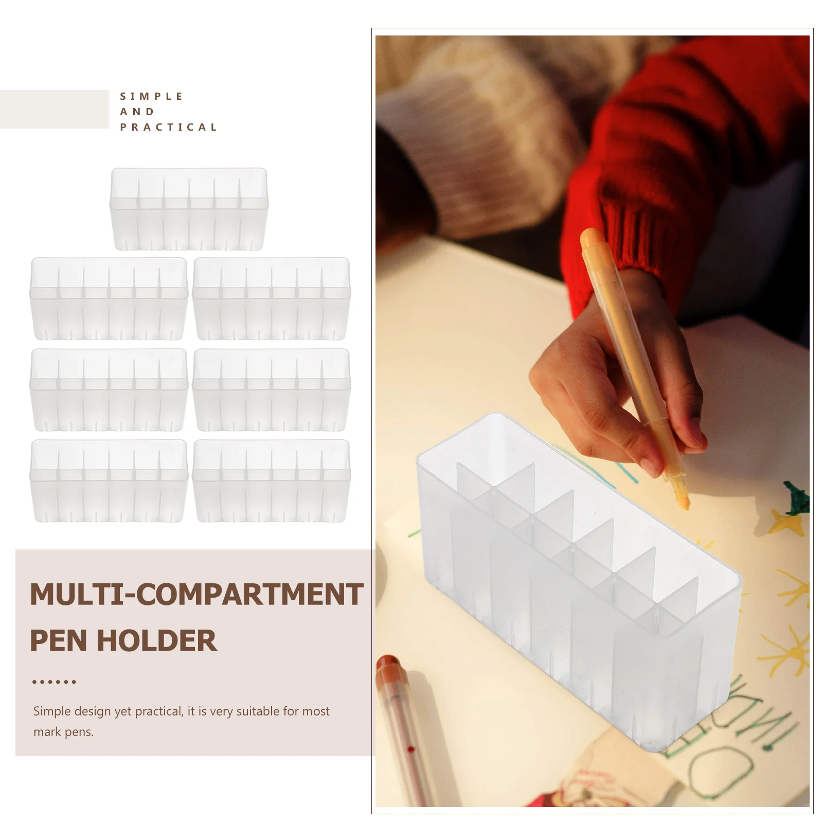 4 Pcs Marker Storage Box Plastic Pen Holder Organizer Desk Stand Desktop Markers Sorting Base Stationery