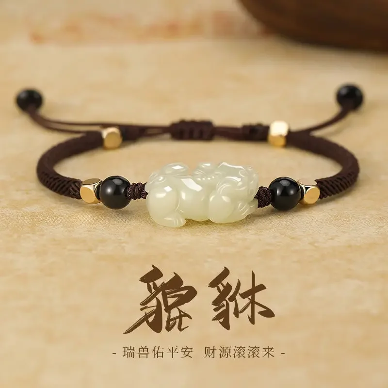 

UMQ Original New Jade Adjustable Bracelet Men's Weaving Carrying Strap Valentine's Day Birthday Gift for Boyfriend