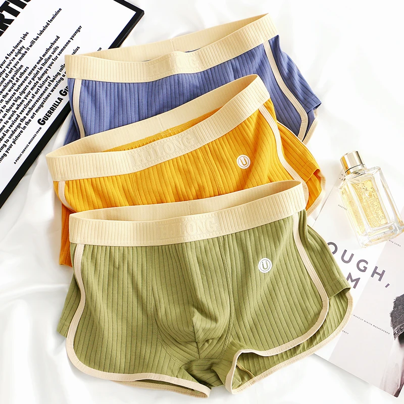 

3-Pack Men's Pure Cotton Boxer Shorts - Striped, Comfortable & Skin-Friendly, High-Elasticity Wide Waistband, Breathable Crotch