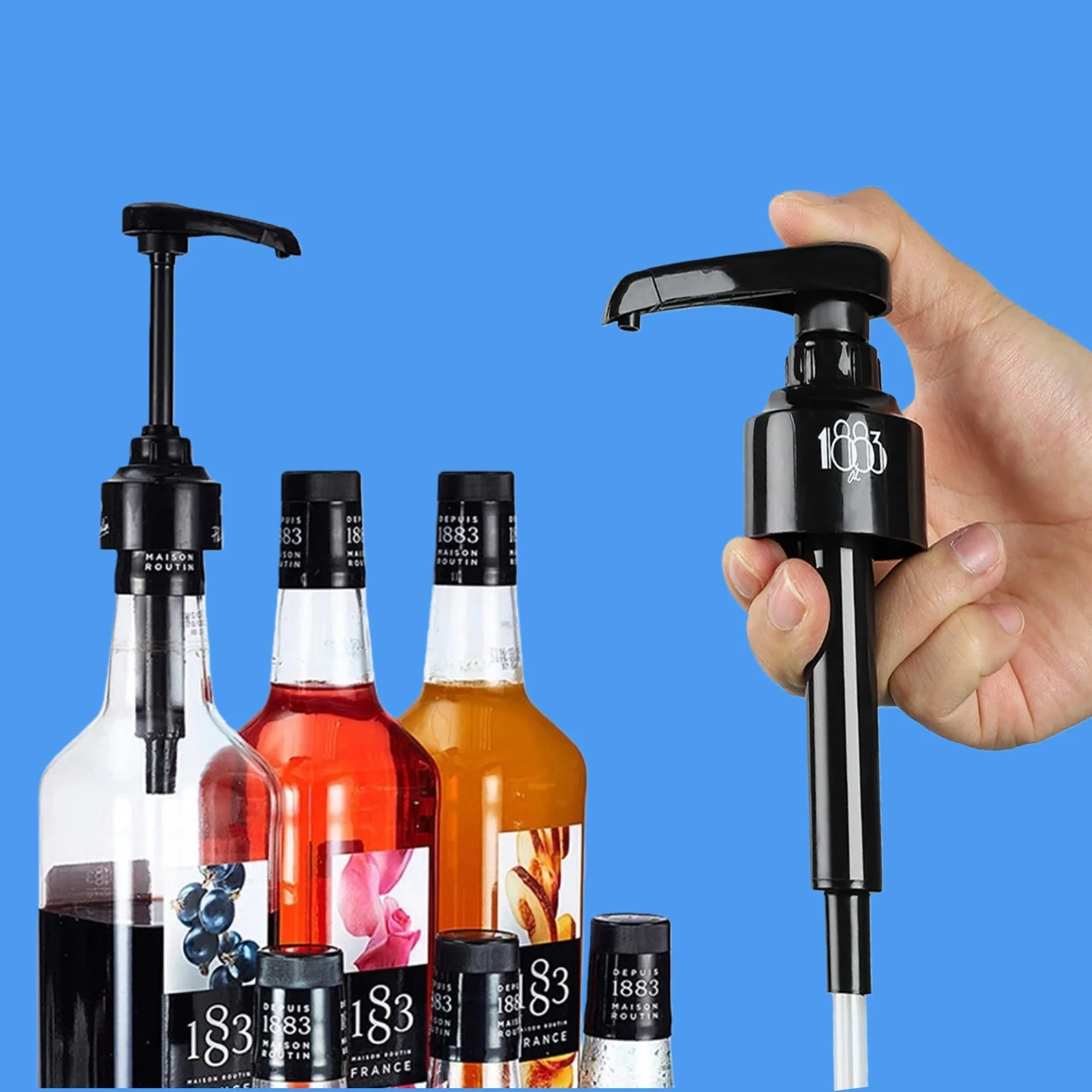 Coffee 1 Liter Dispenser Syrup Pump Black Liquid Dispenser for Monin Syrup 10Ml Dispenser Pump Bottle Squeeze Honey Jar Containe