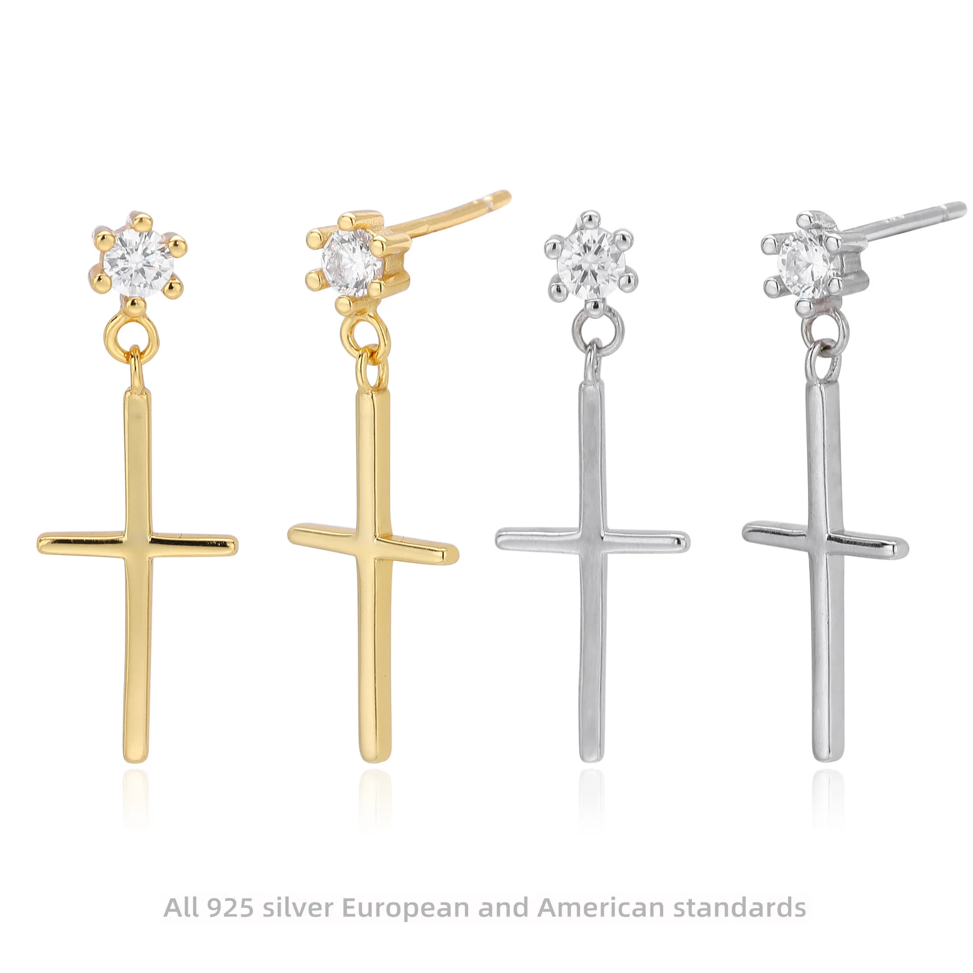 Withered Women's Earrings Ear Cuffs S925 Pure Silver Earrings With Zirconium Earrings Versatile Earrings