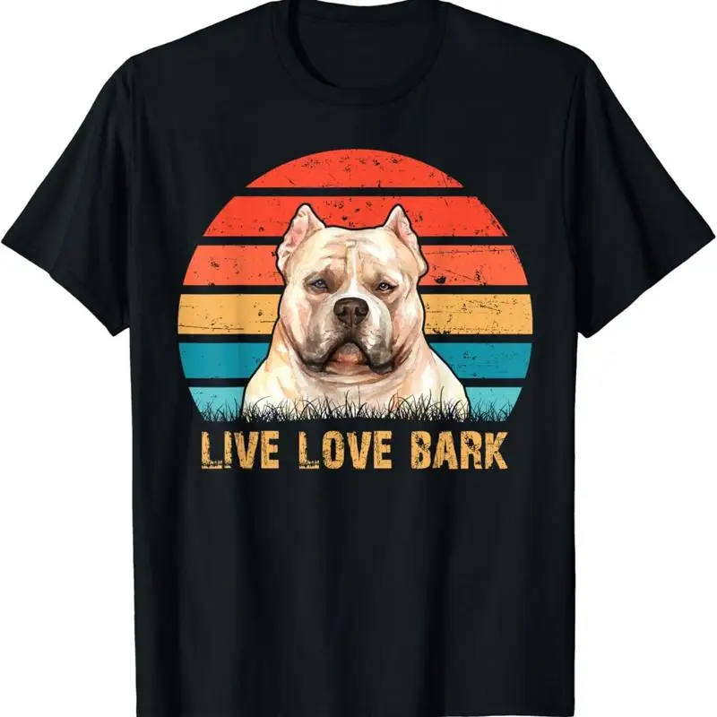 Live Love Bark Retro Vintage American Bully Funny Dog Lover T Shirt