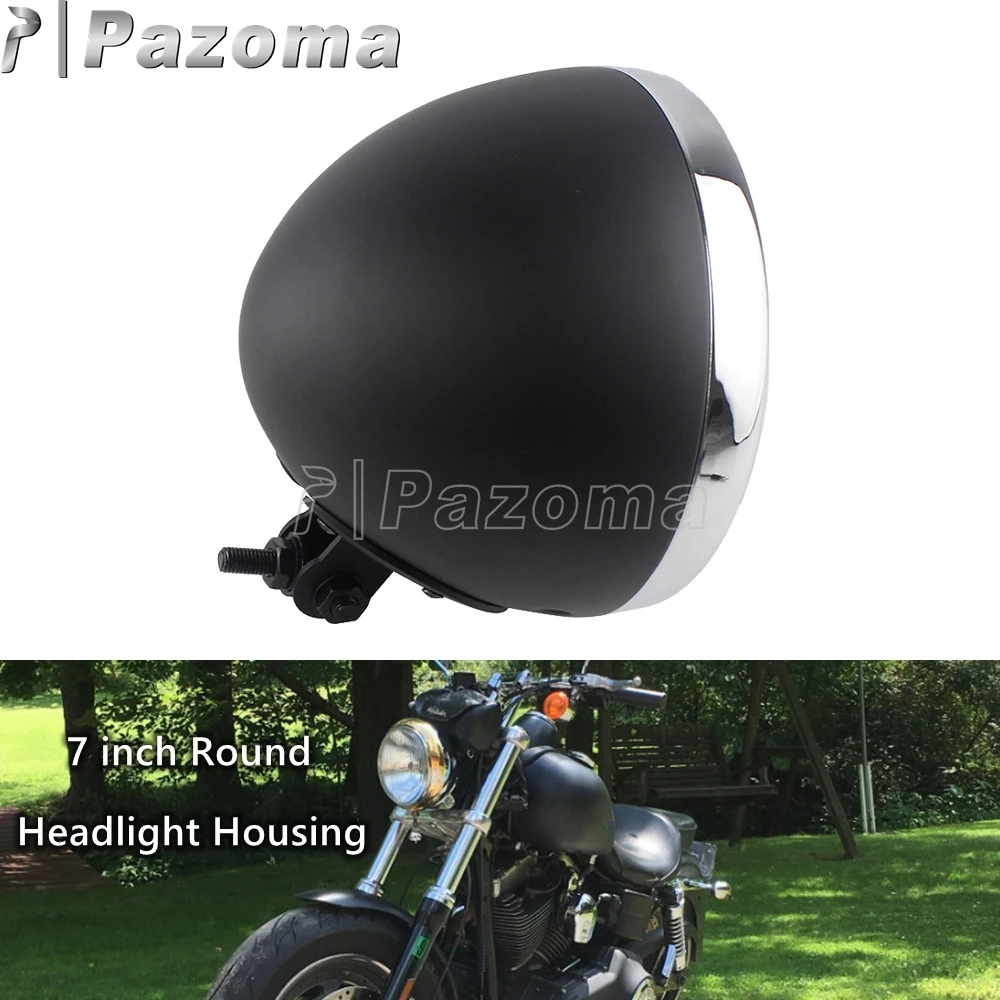 

Motorcycle 7 inch Round Headlight Housing For Harley Sporster Dyna Softail Chopper Bobber Cafe Racer LED Light Bucket Shell