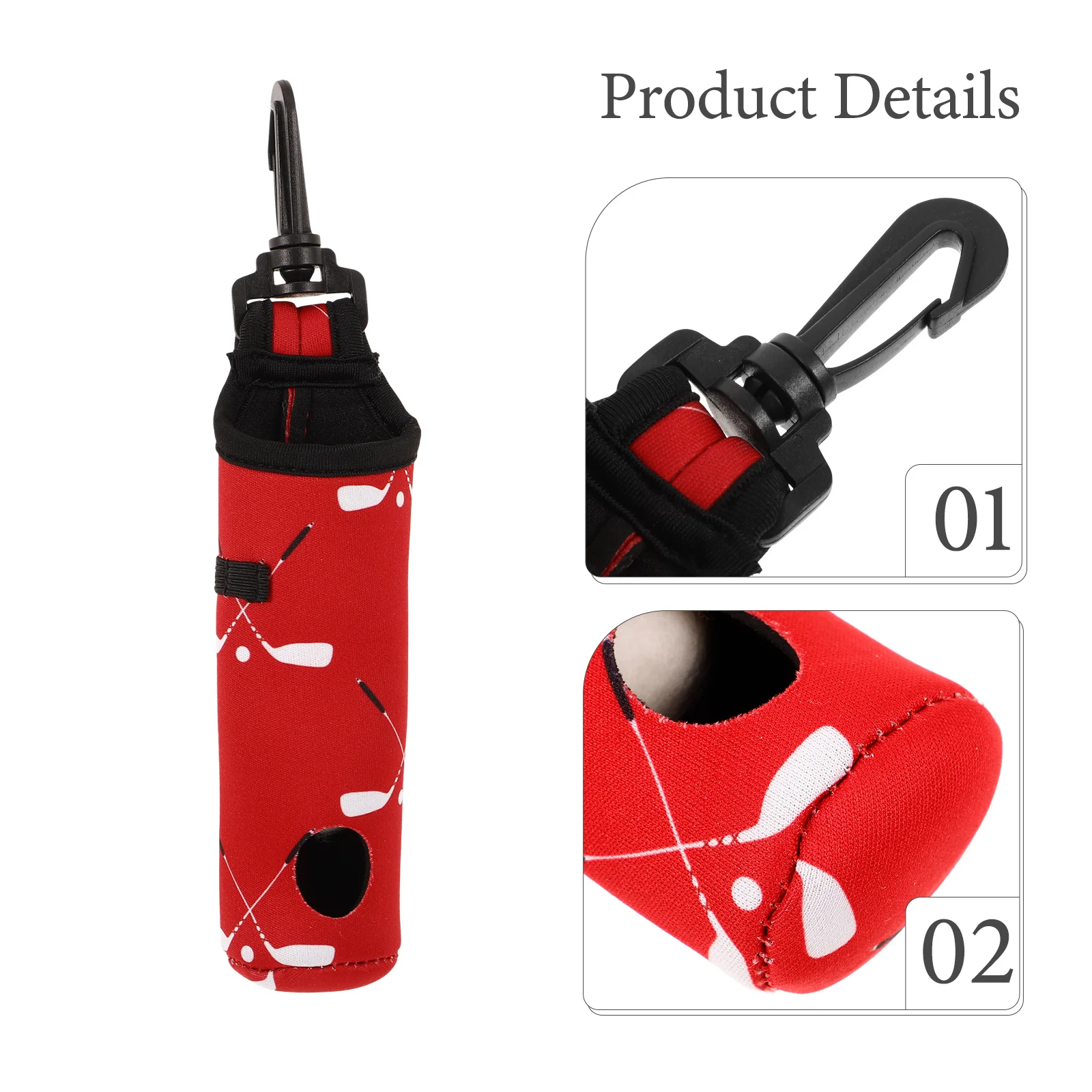 便利なネオプレンゴルフボールバッグ、屋外用ポータブルホルダー、ウエストやポールに掛けられるリング付き、ゴルフバッグ用