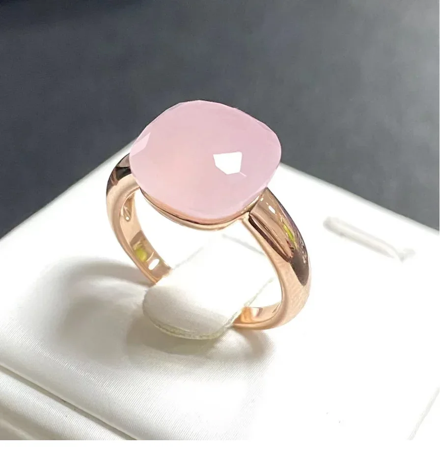 

Ring For Women 12.6mm Flat Crystal Ring Rose Gold Plated 35 Candy Colors Crystal Pink Amethyst Turquoise Jewelry Gift