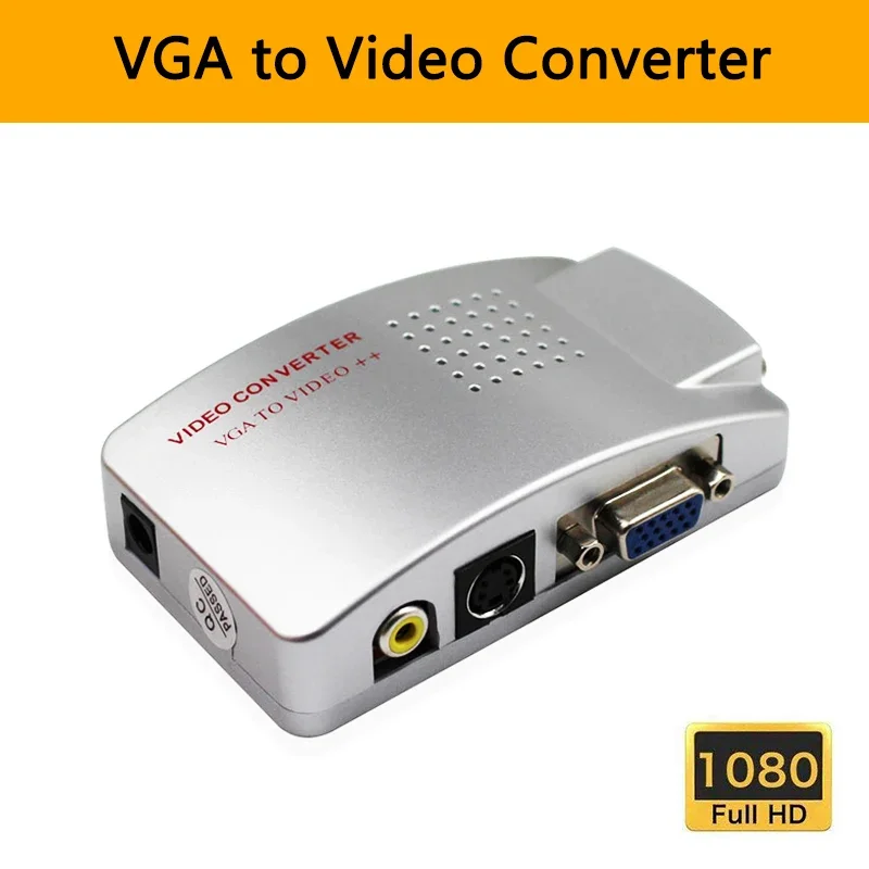 VGA to TV AV RCA Signal Adapter Converter Video Switch Box Composite Support NTSC PAL for Computer Display Laptop