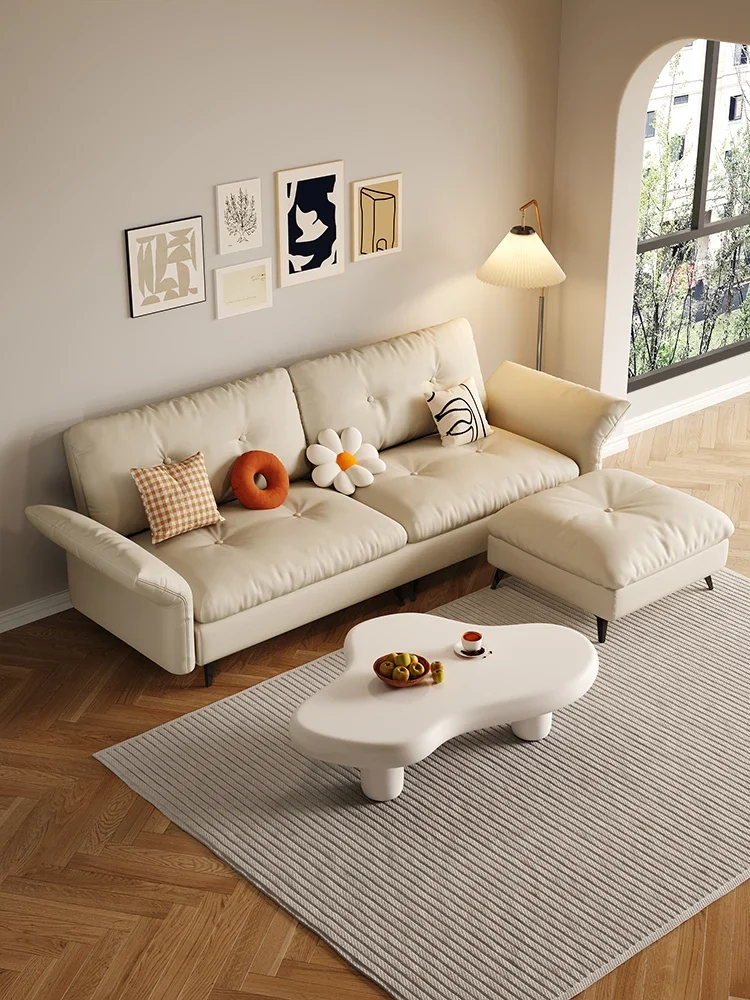 Small apartment sofa living room apartment rental room bedroom function anti-cat paw leather cloth sofa bed