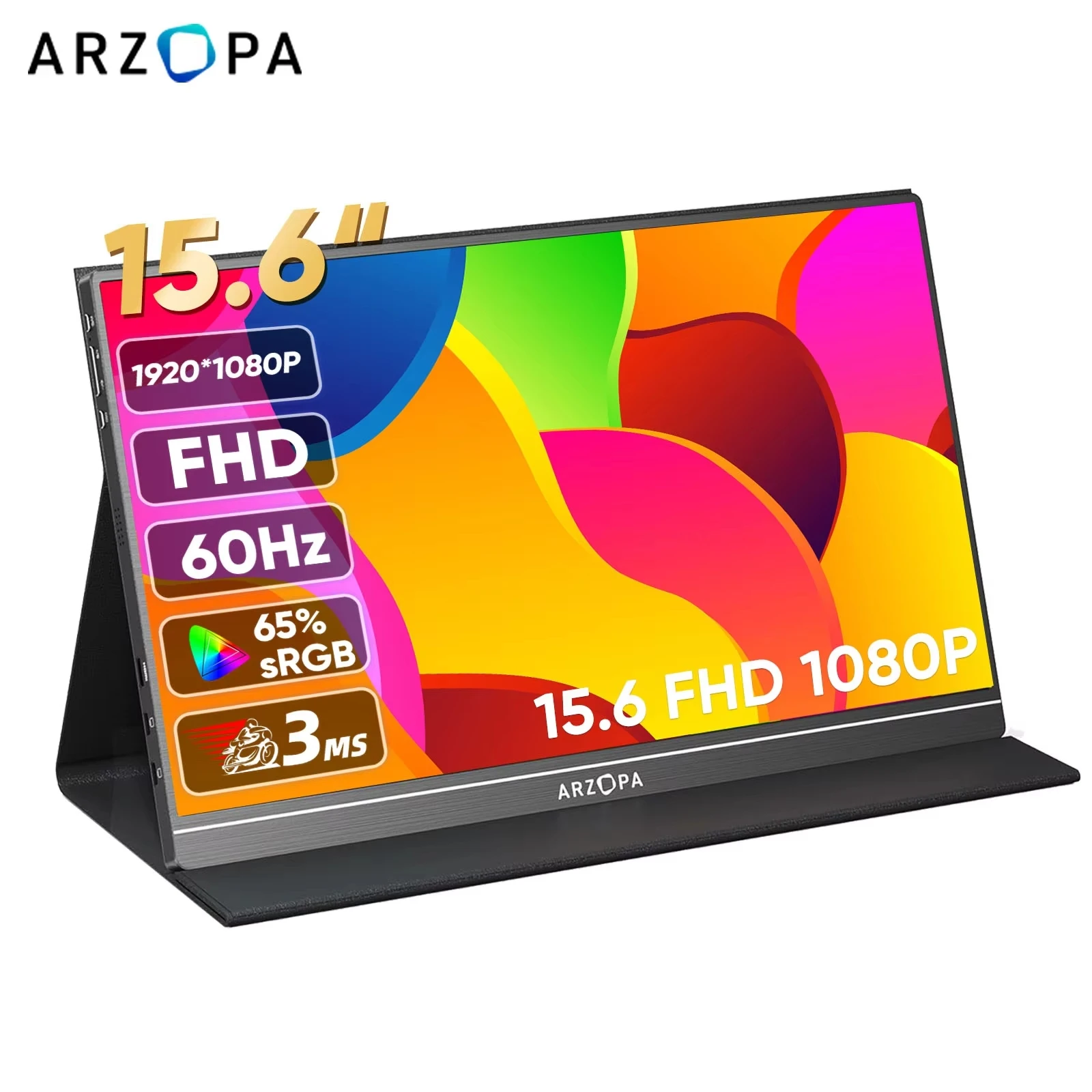 Arzopa 15.6 \'\'FHD 1080P taşınabilir monitör zekâ mini-hdmi USB portu IPS ikinci monitör harici PC dizüstü Mac için anahtarı Xbox ps4