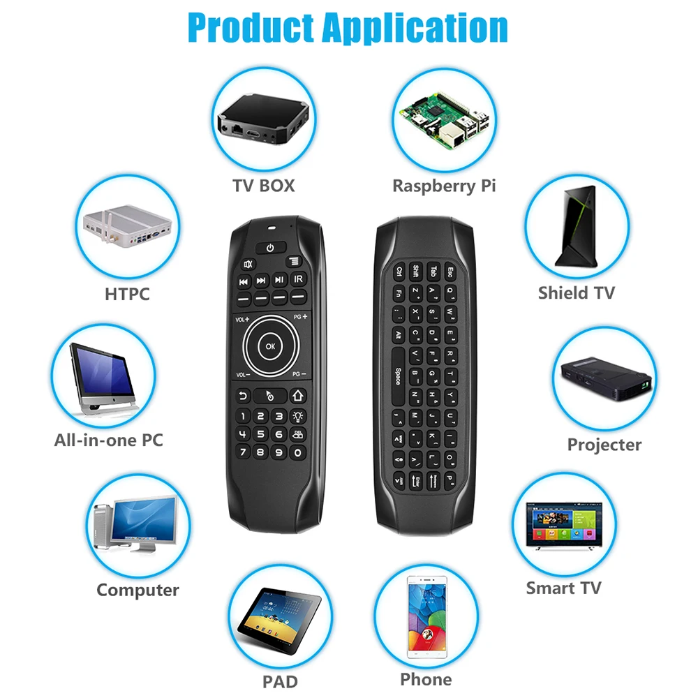 Giroscópio sem fio do rato do ar com voz e aprendizagem IR, Smart TV Box controle remoto, teclado, G7BTS, G7R, V Pro, BT5.0, 2.4G