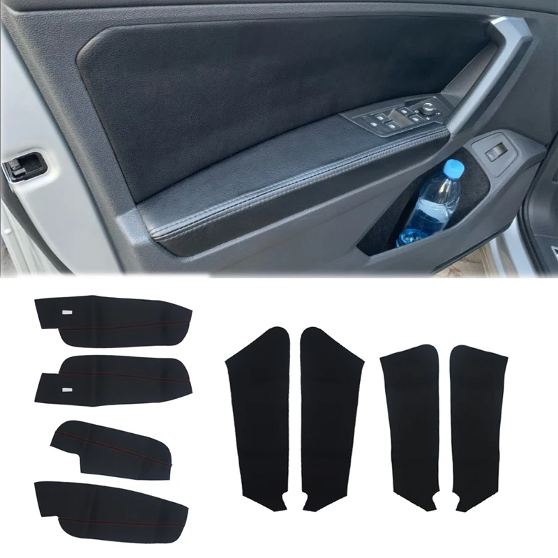 4pcs Car-styling Microfiber Leather Interior Door Panel Guards / Door Armrest Cover Protective Trim For VW Tiguan 2017 2018 2019