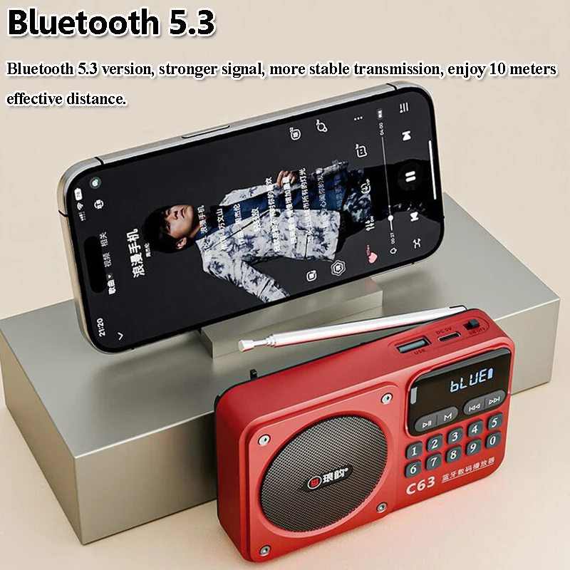 المحمولة LED عرض راديو صغير FM 76-108MHZ أجهزة الراديو اللاسلكية Hifi الصوت سمّاعات بلوتوث الحبل تصميم TF بطاقة USB تشغيل الموسيقى