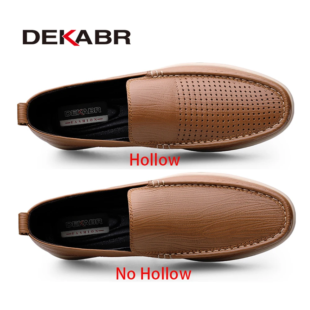 DEKABR Men's Ventilation Holes Casual Shoes Outdoor Genuine Leather Men Flat Shoes Breathable Driving Shoes Luxury Loafers