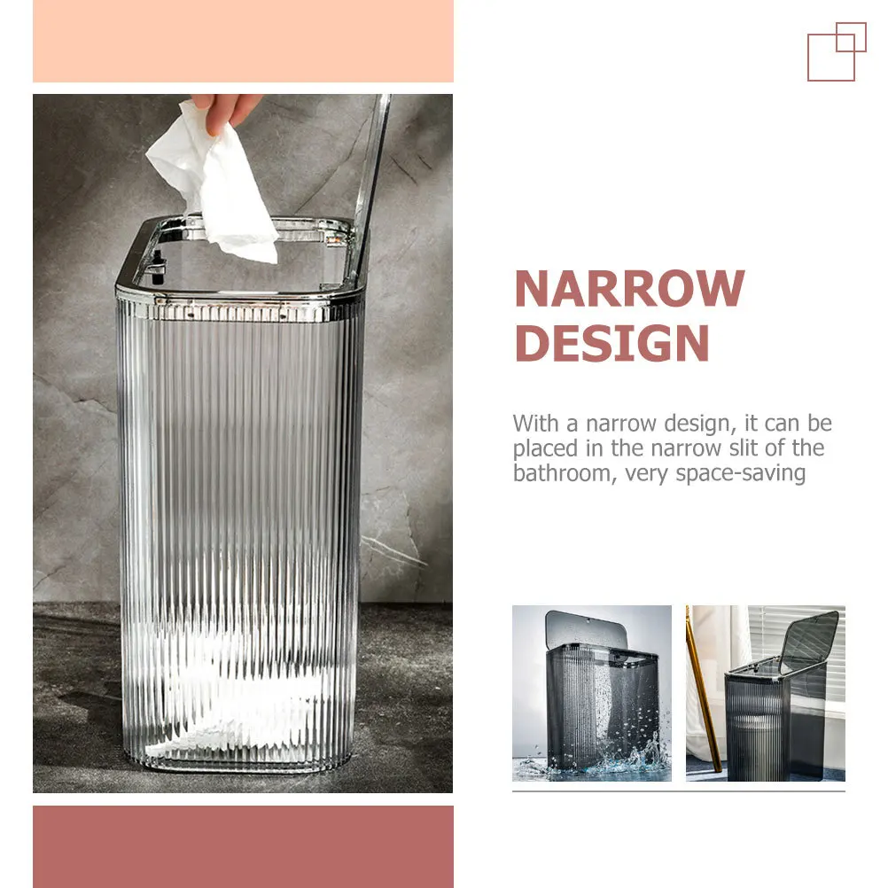 

Household Garbage Can Humanized Pressure Ring Design Narrow Multipurpose Trash Bin for Bathroom Kitchen Office