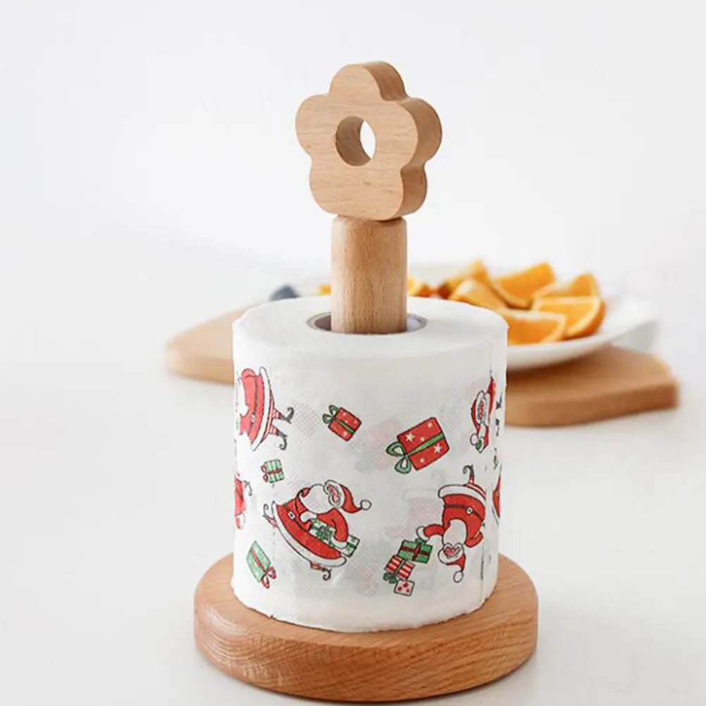 

Japanese Style Khaki Wooden Roll Paper Stand Durable Practical Kitchen Bathroom Storage Easy Clean Minimalist Home Decor