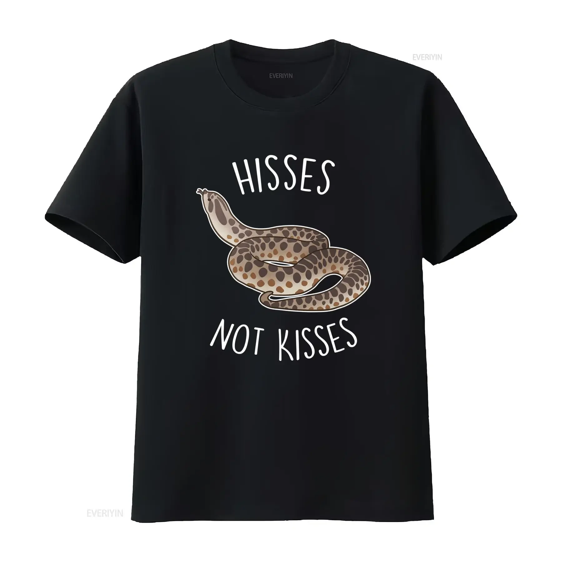 Funny Cartoon Snake Hisses Not Kisses Slogan Print Casual T Shirt vintage Washed Slightly Soft Stretched graphic Comfortable