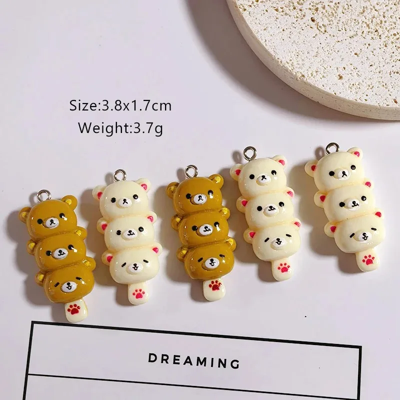 10 Stück mehrschichtige Bären-Eiscreme-Harzanhänger, Kawaii-Lebensmittel-Anhänger zum Selbermachen für Ohrringe, Handyketten, Schmuckherstellung, Zubehör – Detail 3