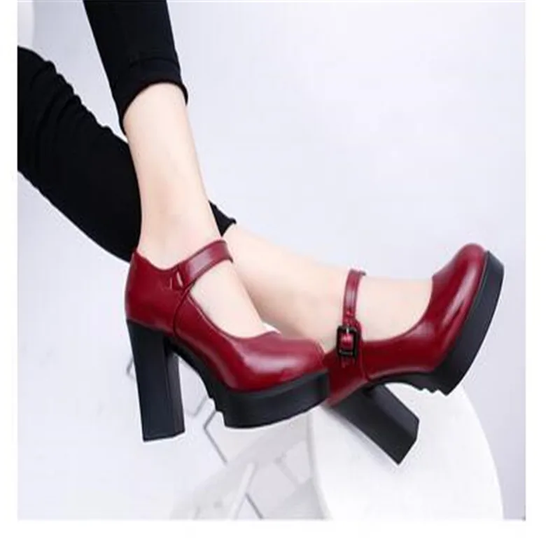 

Pmwrun Women's shoes on Heels Women Platform Pumps Spring Summer Shallow Mouth Buckle Strap Shoes Round Toe Shoes for Women