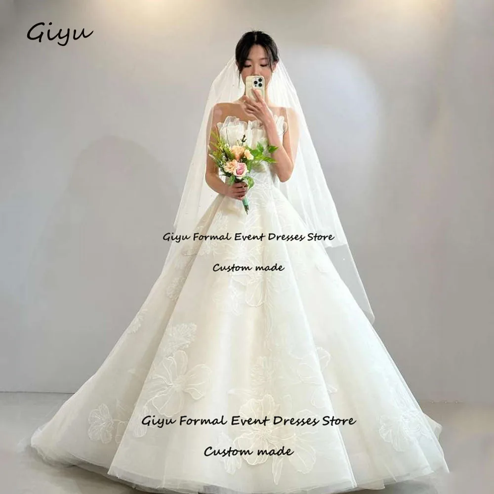 Giyu Exquisite Lace Followers Wedding Dresses For Woman A-line Floor-Length Sleeveless Vestidos Novias Boda 2024