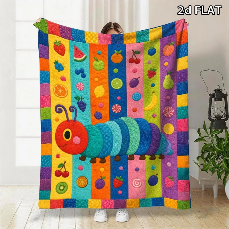 Ultra Soft Vibrant Fruit Ladybug Pattern Blanket Throw Quilt Bedding for Nursery Decor Kids Baby Children Gift