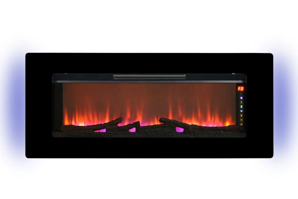 47" Recess/wall Mounted/freestaning Electric Fireplace 3-colour, Carbon Log, White Pebble ,infrared  Heating With Base,back Lits