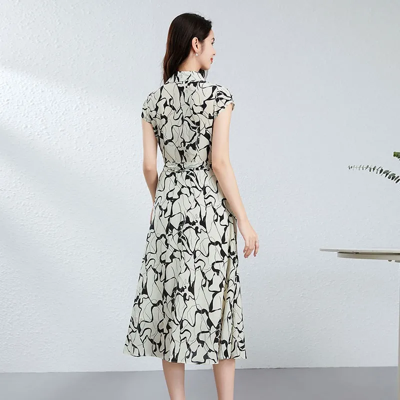 Silk Young Women's Dr Summer Faion Loose Breathable High-end  Silk Floral Midi irt Dr A-Line Skirt ort Sl...