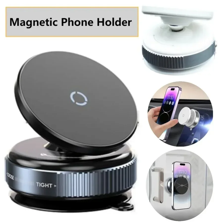

utton Exhaust Vacuum Magnetic car Phone Holder - Portable, Easy to Use Strong Suction Foldable & Stretchable Dual-Sided Adhesion
