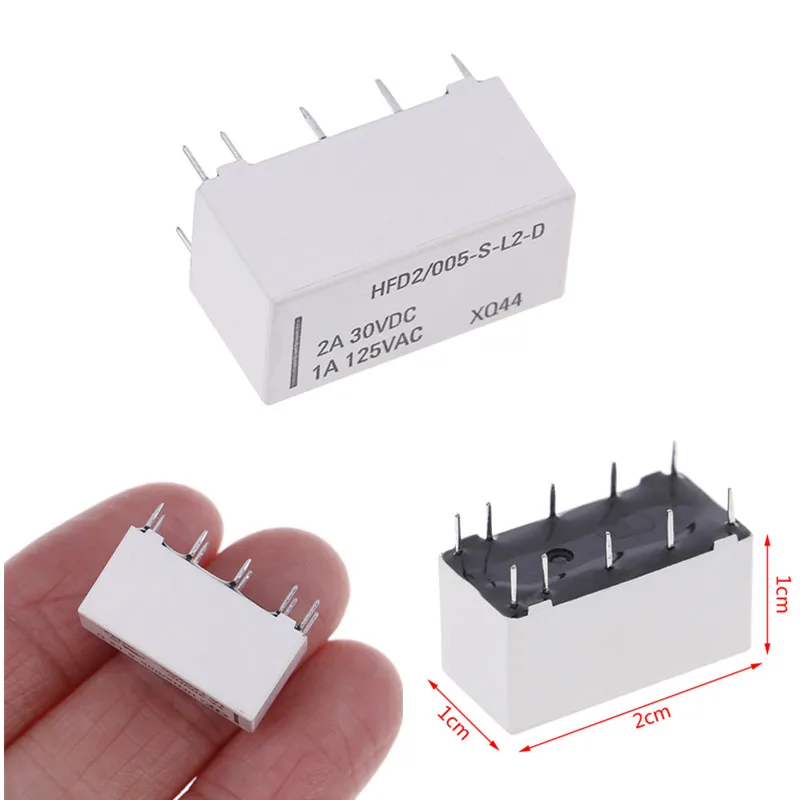 12V Coil Bistable Latching Relay DPDT 30VDC 2A 1A 125VAC HFD2/005-S-L2-D Realy 0.79*0.39*0.39inch