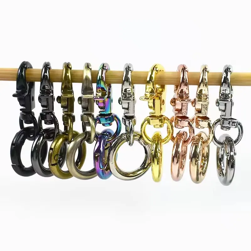 

2/5Set Bag Charm Keychain Carabiner Metal Buckles Strap Side Hang Backpack Clip Spring Ring Crochet Hook Rotating Lobster Buckle