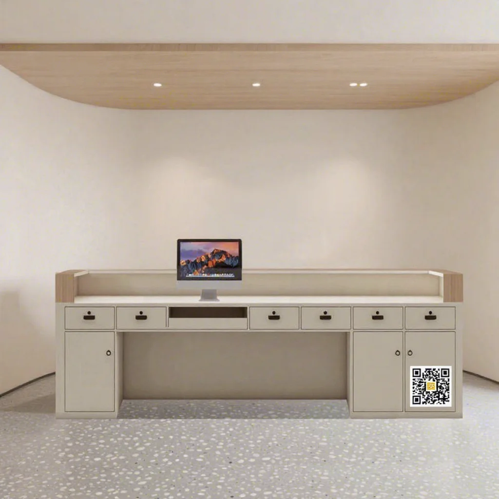 Modern Design 2-person Wooden RuiTong Brand Customized Commercial Reception Desk Table for Office Hotel Lobby Office Building