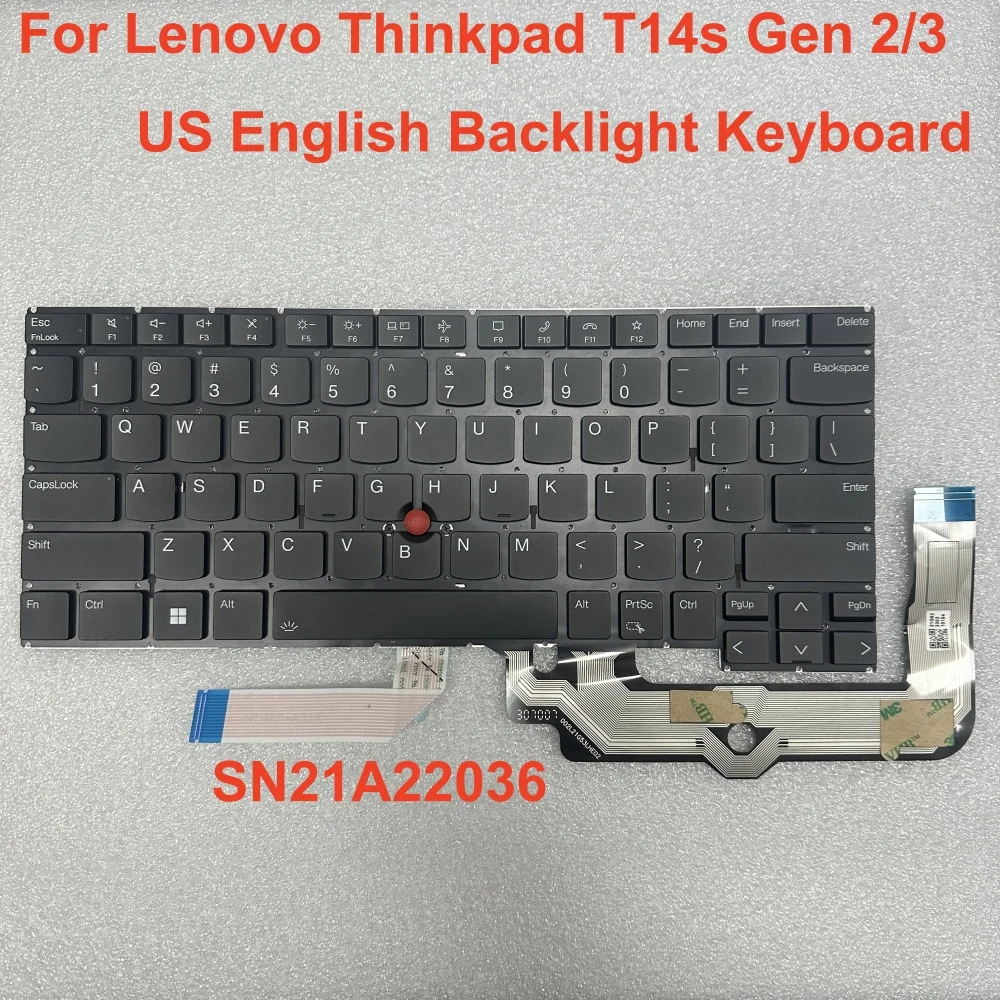 New US English Backlit Keyboard For Lenovo Thinkpad T14s Gen 2/3