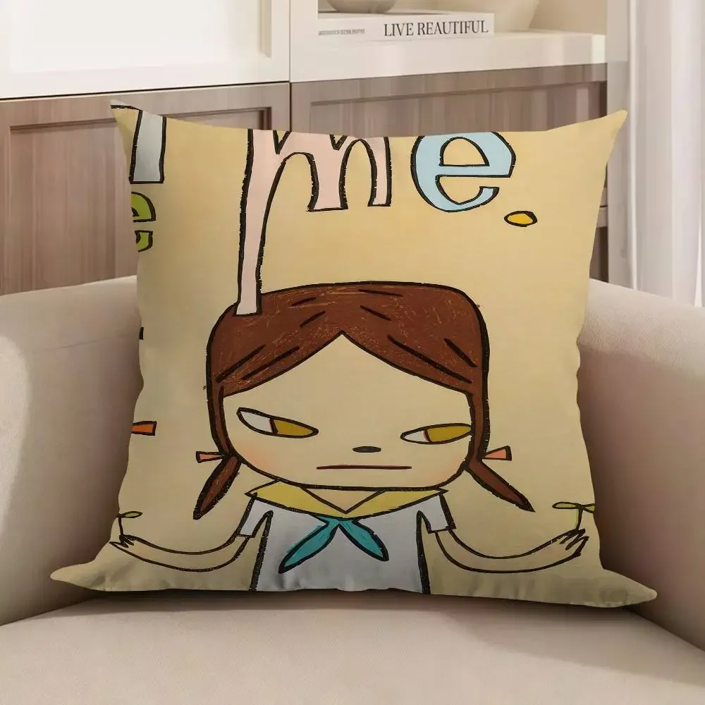 

Sleepwalking Dolls Yoshitomo Nara Personalized Picture Text Home Decorative Pillows Household Gifts 45x45cm