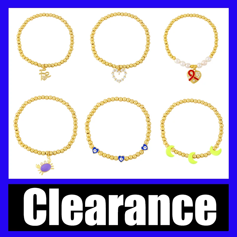 Clearance Bracelets / Beaded Chain Bracelets Elastic Heart Bracelets Gold Plated Jewelry brte48