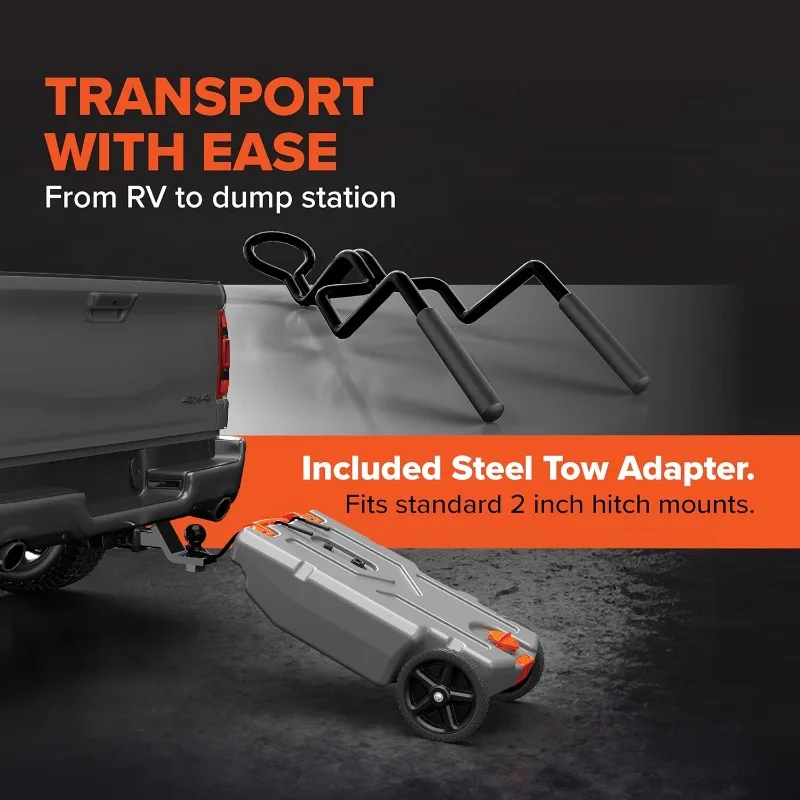 Rhino 36-Gallon Camper/RV Tote Tank - Features Large Heavy-Duty No-Flat Wheels & Built-In Gate Valve